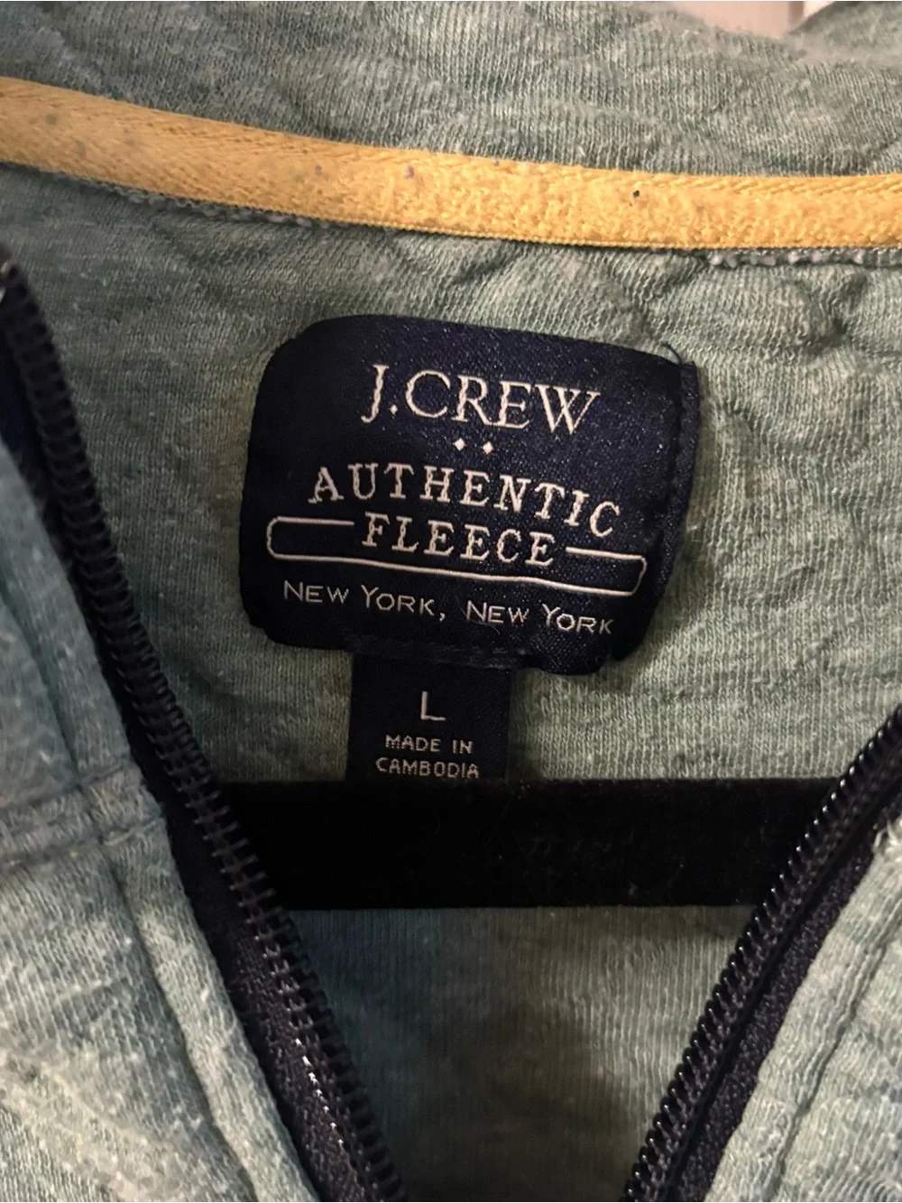 J. Crew Quilted Sage Green Half-Zip Pullover Casual VTG Gorpcore Sweater Large